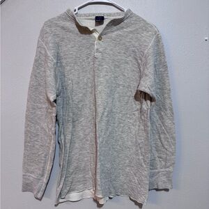 Duofold Men's Long Sleeve Button-Up Henley Shirt Gray Cotton Size L made in USA